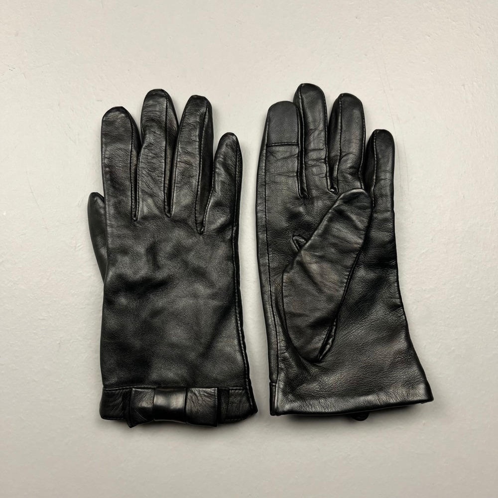 Kate Spade Leather Gloves Women S Black Bow Detail Lambskin KS1000604